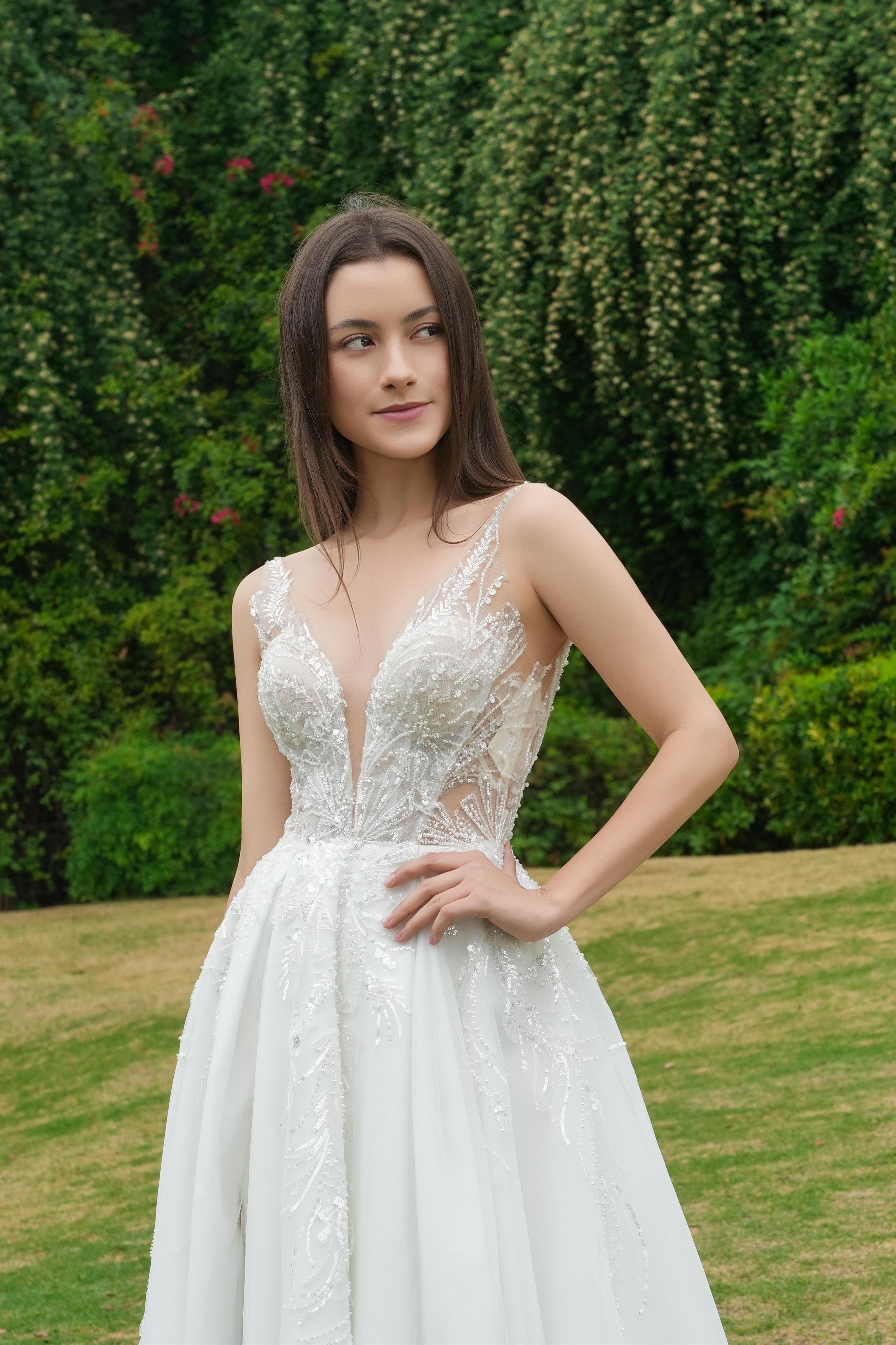 Lace & Liberty bride standing with her husband